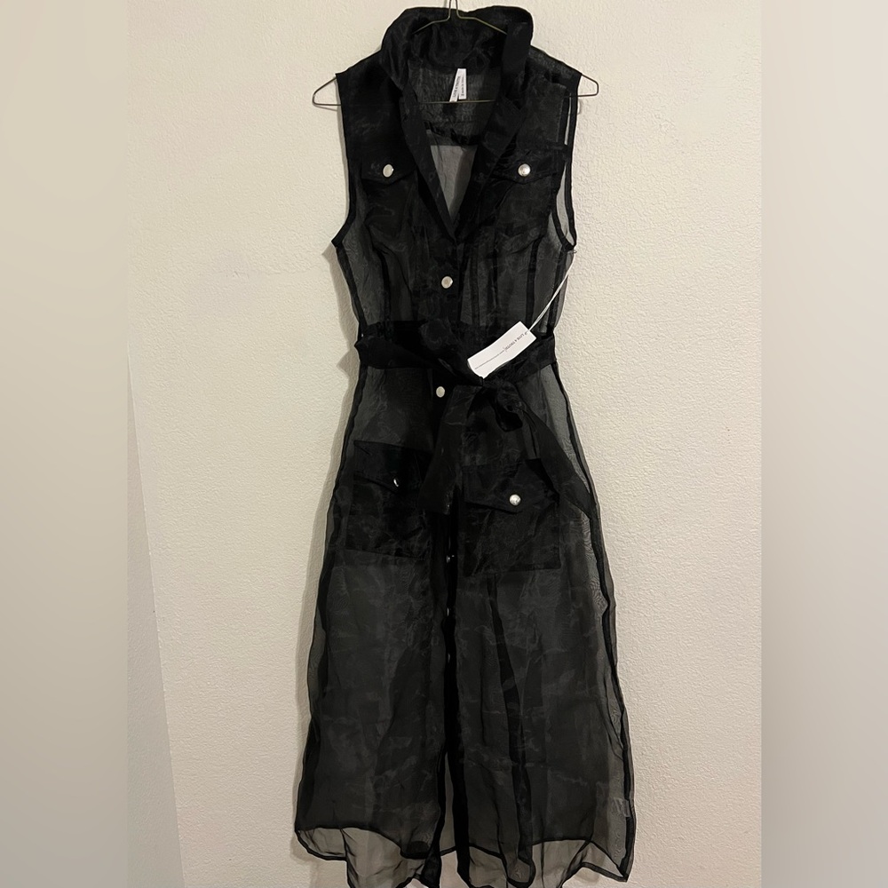 Live 4 Truth Black Buttoned Sheath Midi Dress